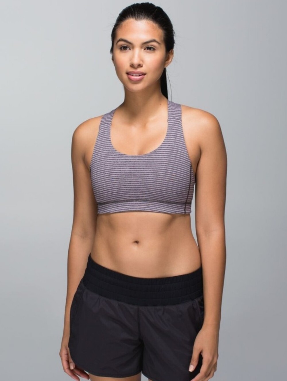 Lululemon All Sport Bra Hyper Stripe Mauvelous Heathered Black